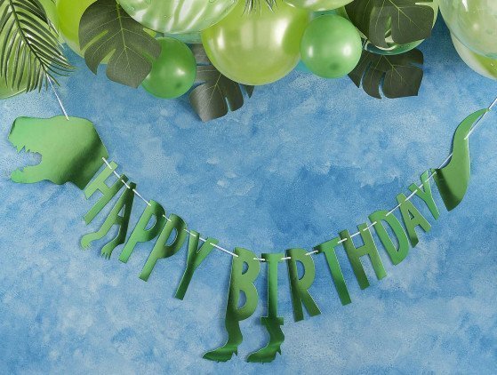 Vlaggenlijn | Happy birthday | Dinosaurus 
