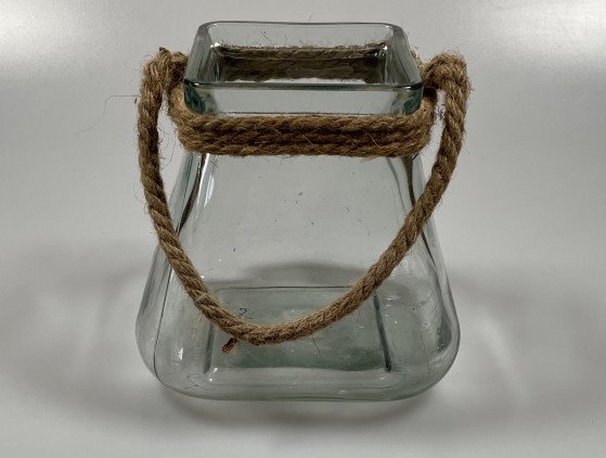 Kaarsenhouder | Glas met touw 