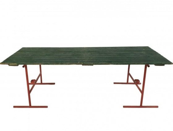 Schraagtafel met stevig metalen onderstel. 220 x 90 cm meubilair- tafel