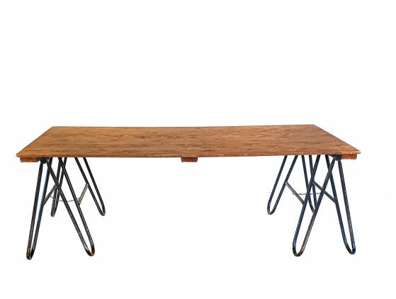 Industriële houten tafel met schragen 210 x 100cm meubilair- tafel